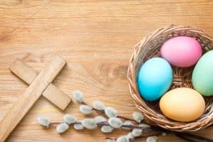 Cross and colorful easter eggs